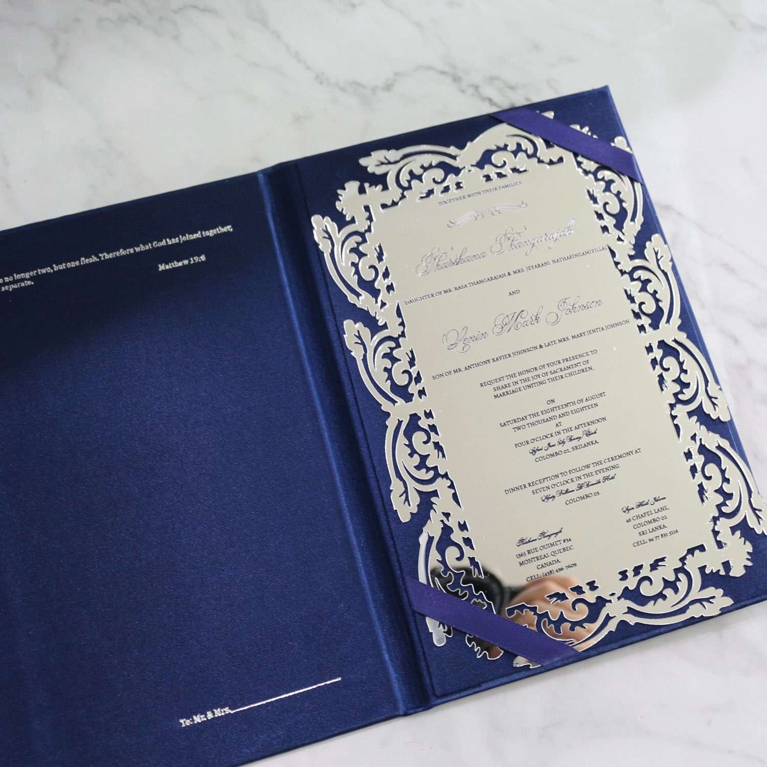 Gold Mirror Acrylic Invitation Card With Hard Cover Wedding Invitation Card Customized